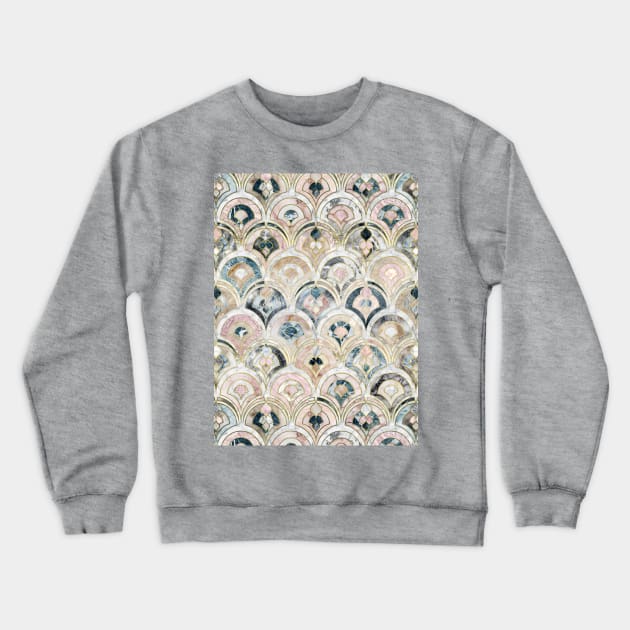 Art Deco Marble Tiles in Soft Pastels Crewneck Sweatshirt by micklyn